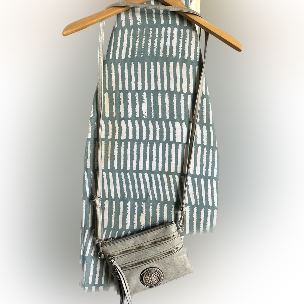 Deluxity Tree of Life Vegan Leather Crossbody Grey Purse Bag
